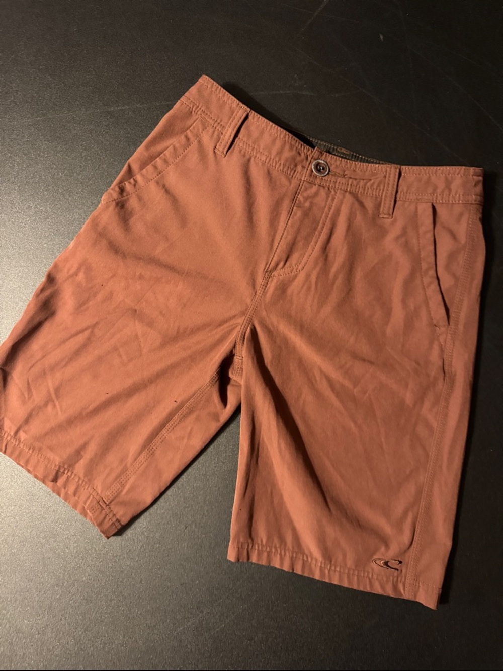 O’Neill Boys Rust-Brown Flat Front Performance Shorts